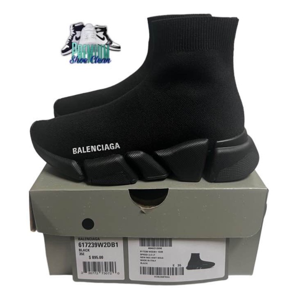 Balenciaga Speed Trainers 2.0 Runner Mid Top Platform Sneakers Black - US 5